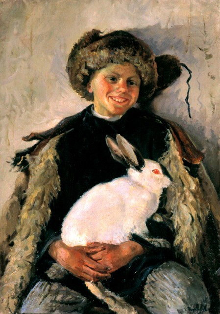 Терпсихоров Н.Б. (1890 -1960). «Вася с кроликом». Х.м. 1933