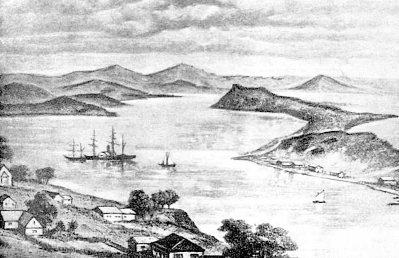 Бухта Золотой Рог. Рисунок первой половины 1860-х годов