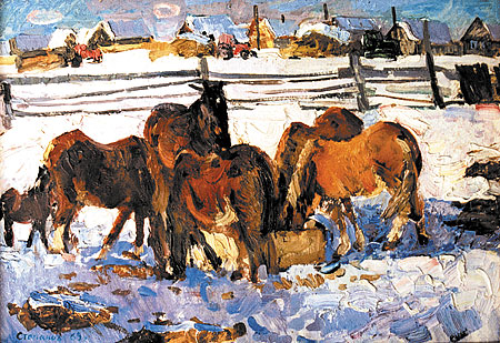 Рыжие лошадки. 1991. Х., м. 70х48,5. ДВХМ