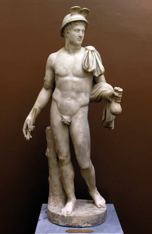 Статуя Гермеса.  I век до н. э. – V век.  По древнегреческому образцу IV века до н. э.  Высота 104. ДВХМ. Пост. в 1931 г. из Эрмитажа
