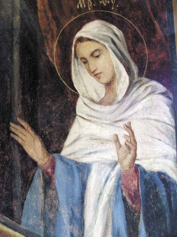 Благовещение Пресвятой Богородицы. Фрагмент фрески после реставрации