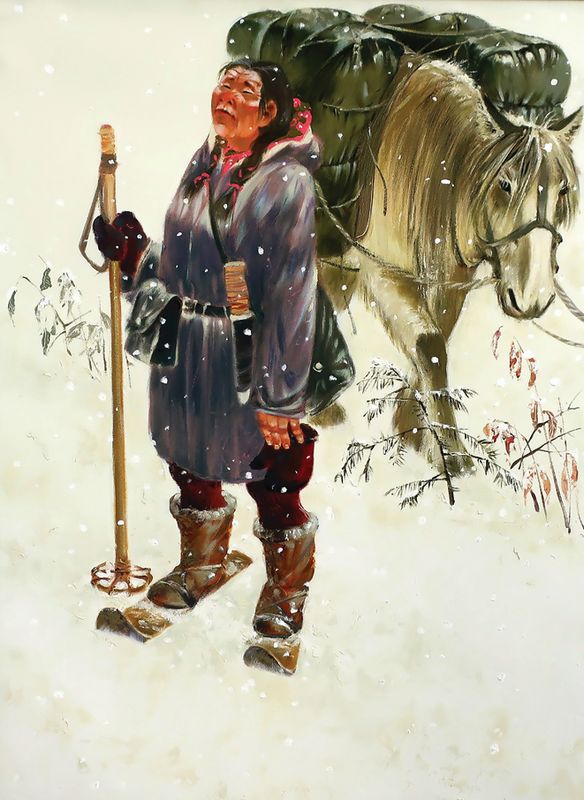 Владимир Хрустов. Белые пути севера. Левая часть  триптиха. 110х80