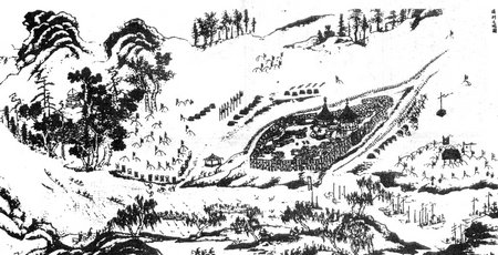 Албазинский острог. Осада крепости маньчжурами. Фрагмент китайского свитка, хранящегося в Библиотеке Конгресса1