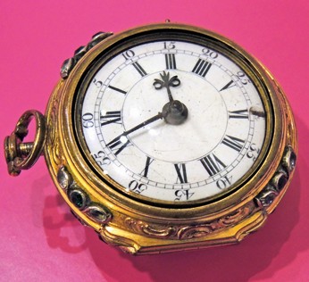 Часы карманные. Англия, Лондон. Часовой мастер W. Grant. 1740-е гг. Латунь, эмаль, сталь, стекло; золочение