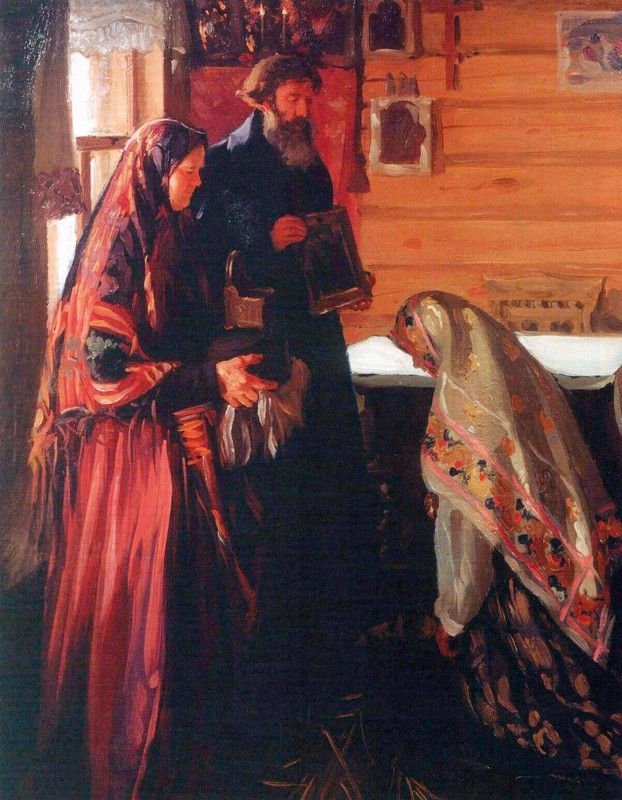 Иван Куликов. Старинный обряд благословения невесты в Муроме. 1909